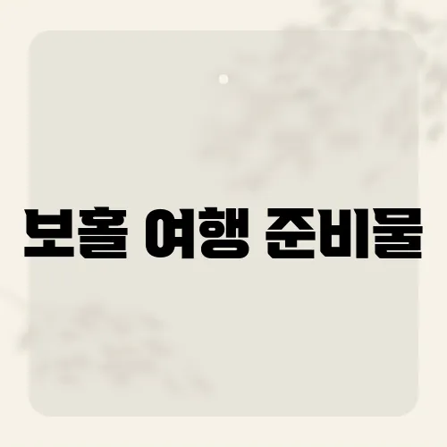 보홀 여행 준비물, 여행자들이 꼭 챙기는 아이템은?