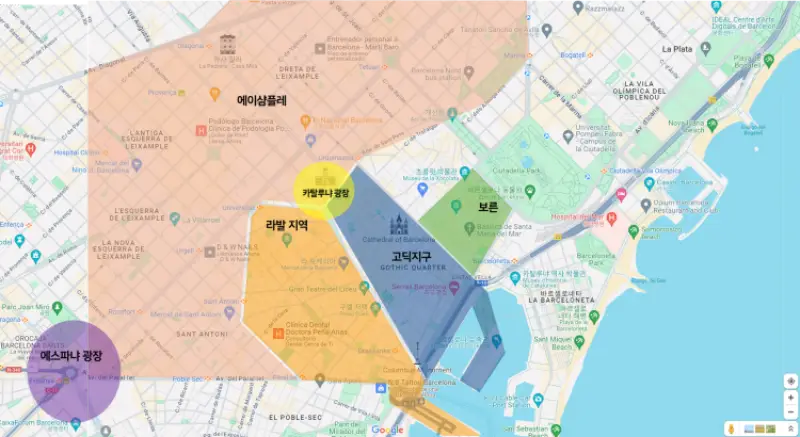 신시가지와 구시가지 지도