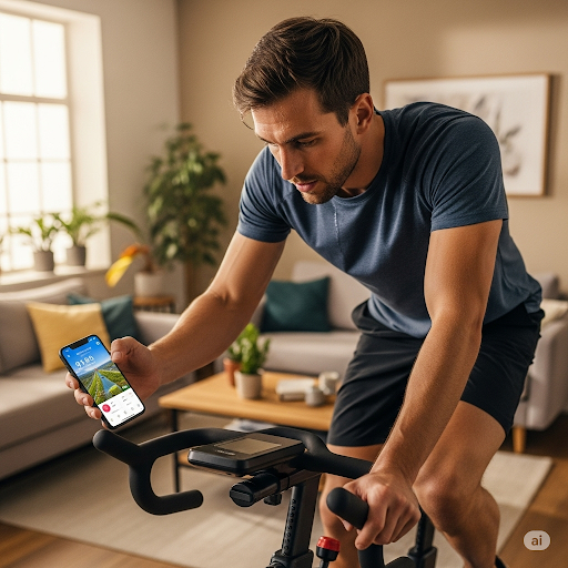 앱을 이용해 실내 자전거