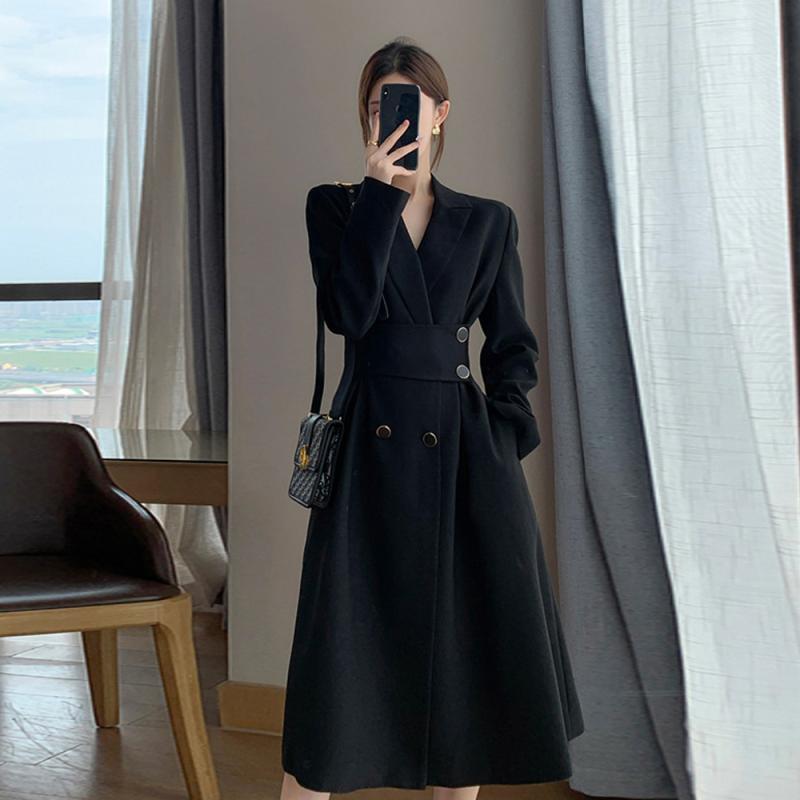 가을 결혼식 하객룩 슬림 허리 블랙 정장 원피스 빅사이즈