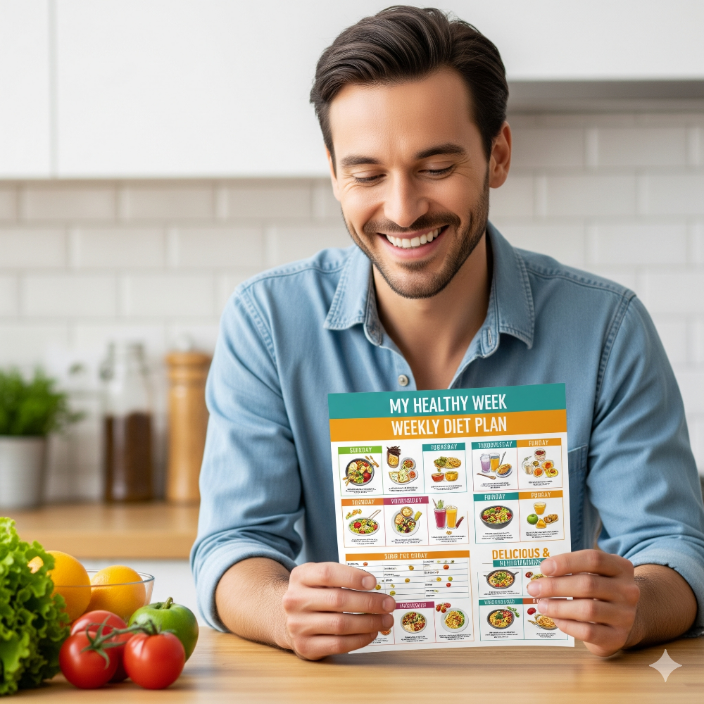 일주일 식단표 짜는 모습