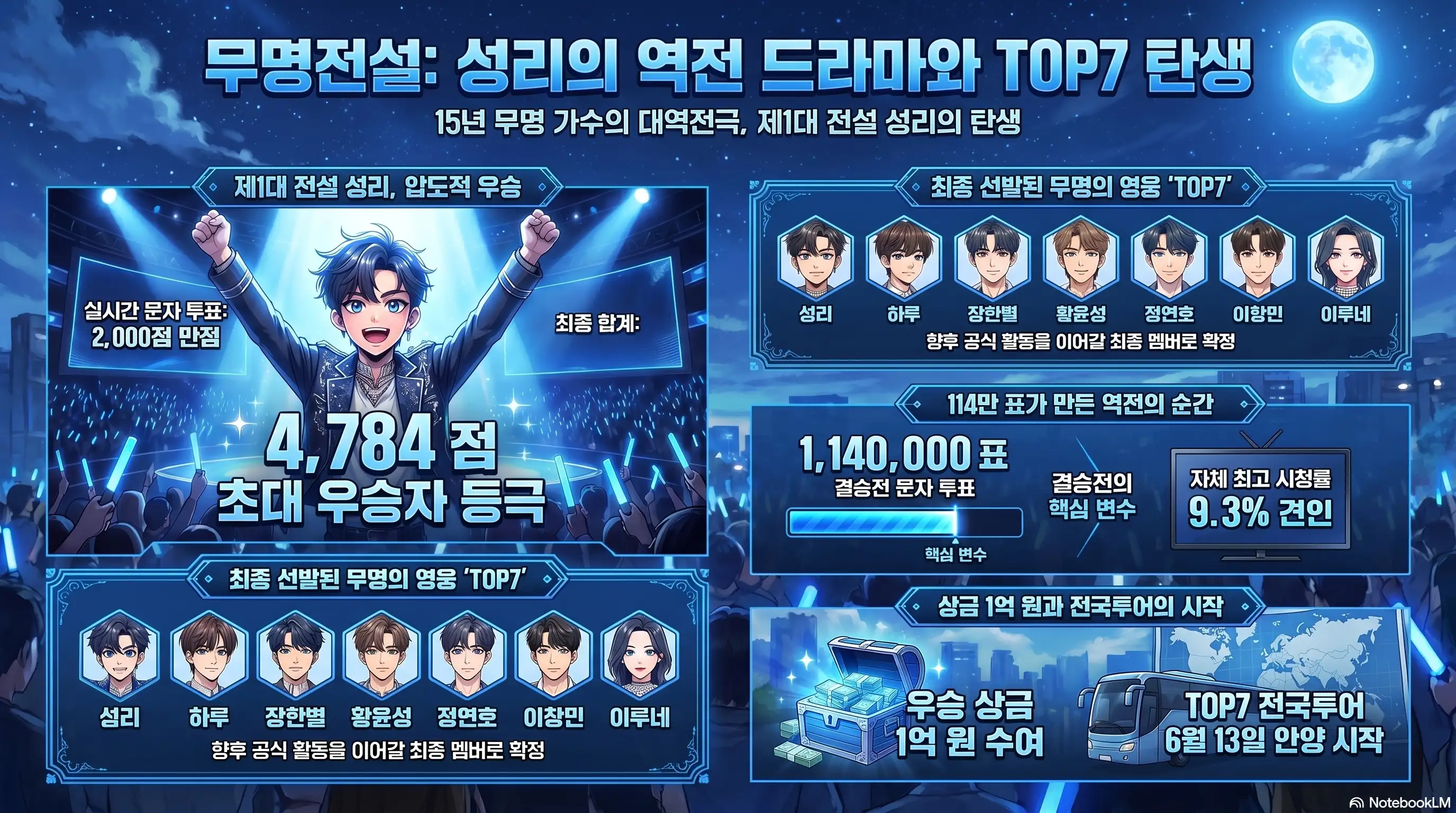 무명전설최종순위 성리 1위와 TOP7 순위 가시화