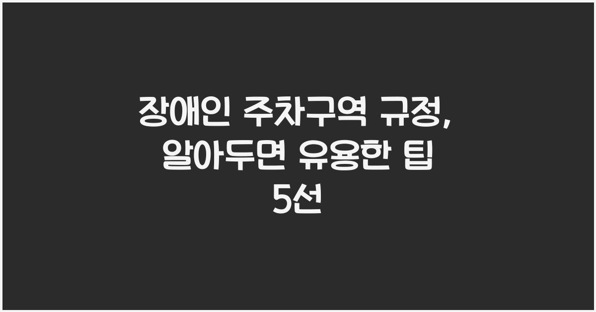 장애인 주차구역 규정
