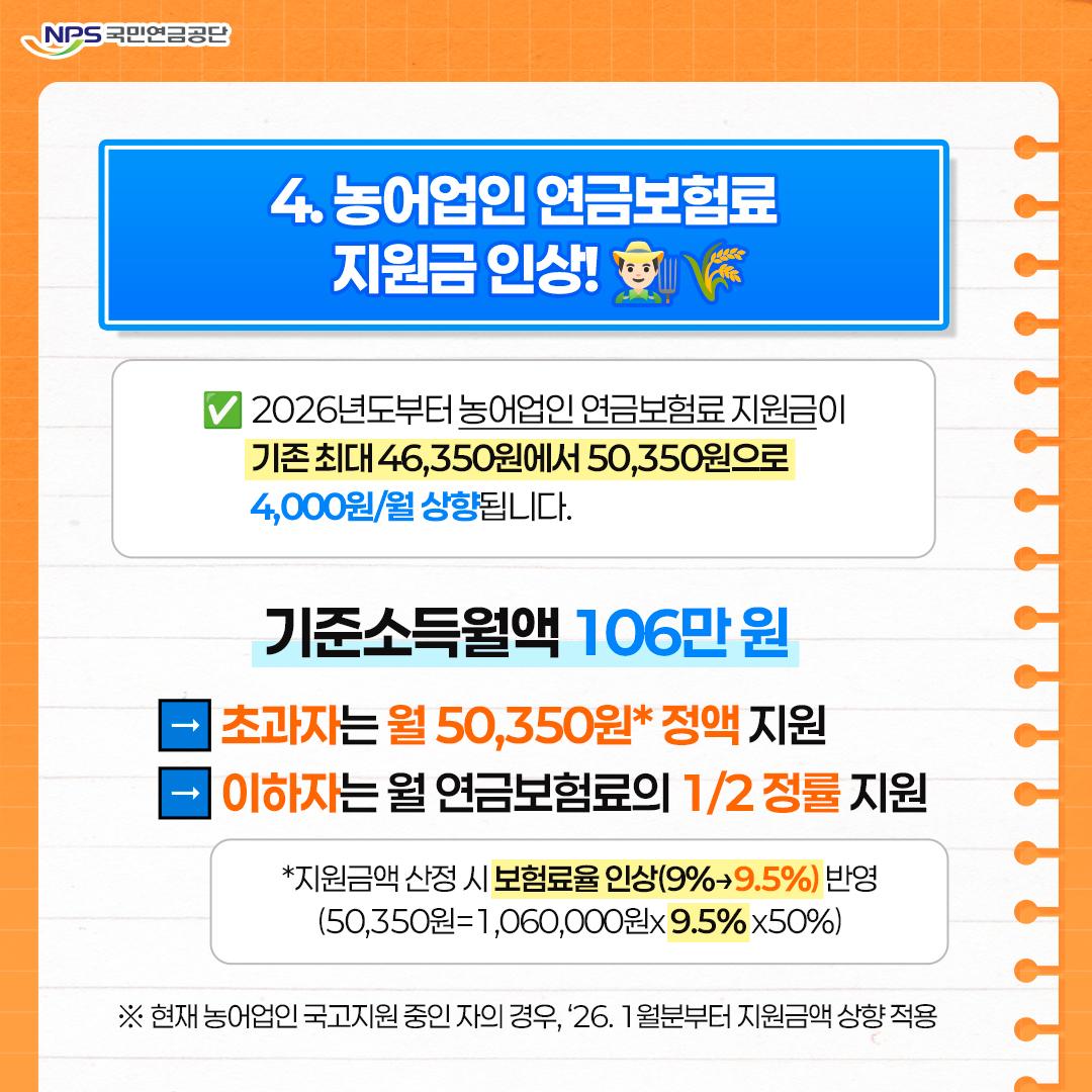 농어업인 연금보험료 지원