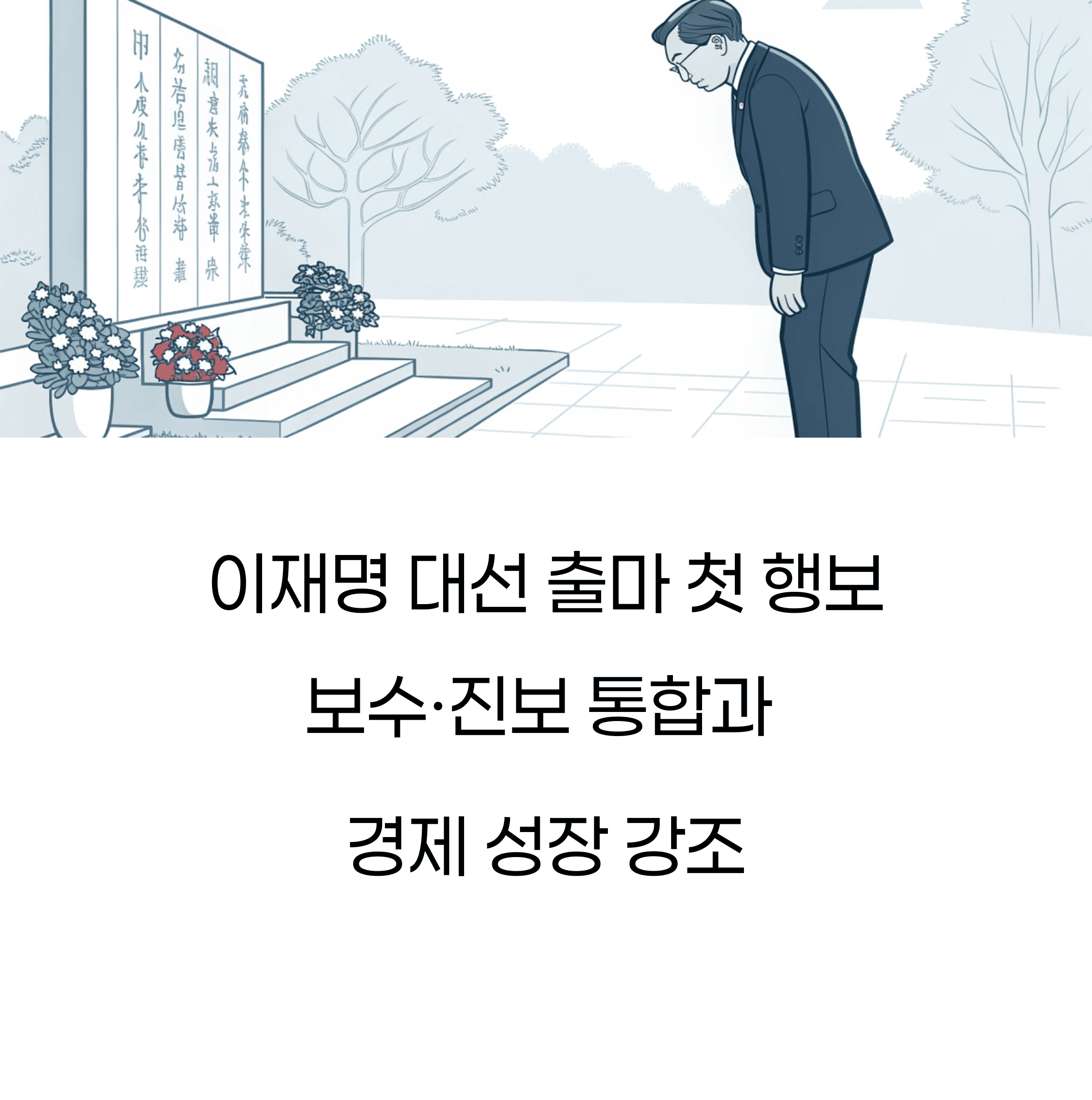 이재명 대선 출마 첫 행보, 보수·진보 통합과 경제 성장 강조