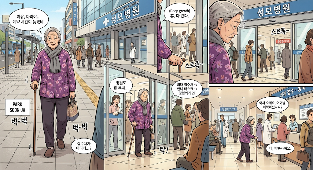 노인이 병워늘 찾는 웹툰 이미지