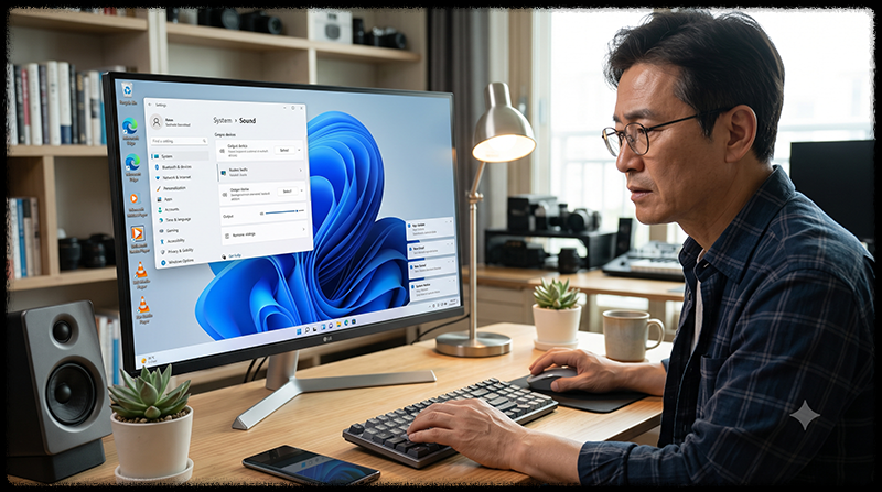 Windows 11 알림 센터가 열리지 않고 알림 팝업이 반복해서 나타나는 오류를 확인하는 모습