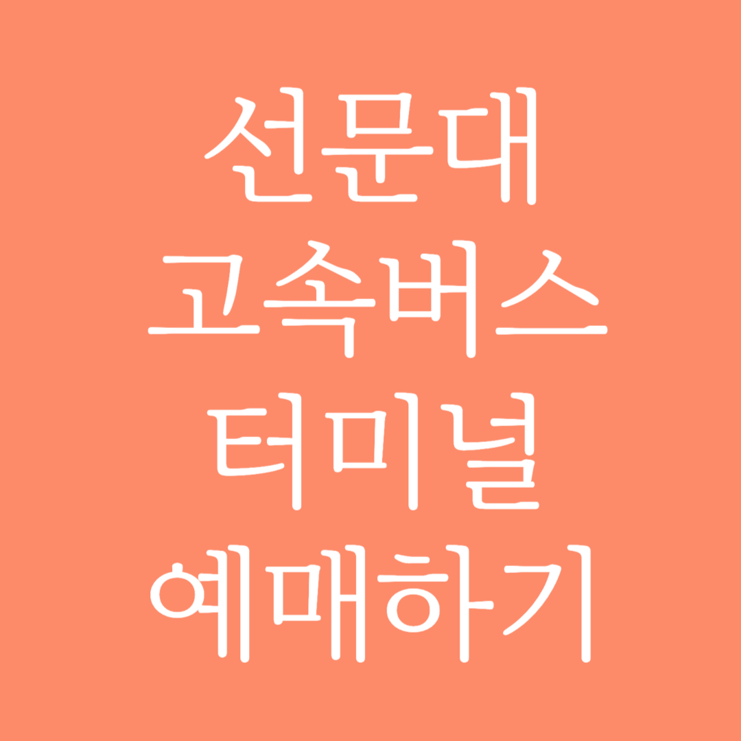선문대 고속버스터미널 시간표 조회 및 예매하기