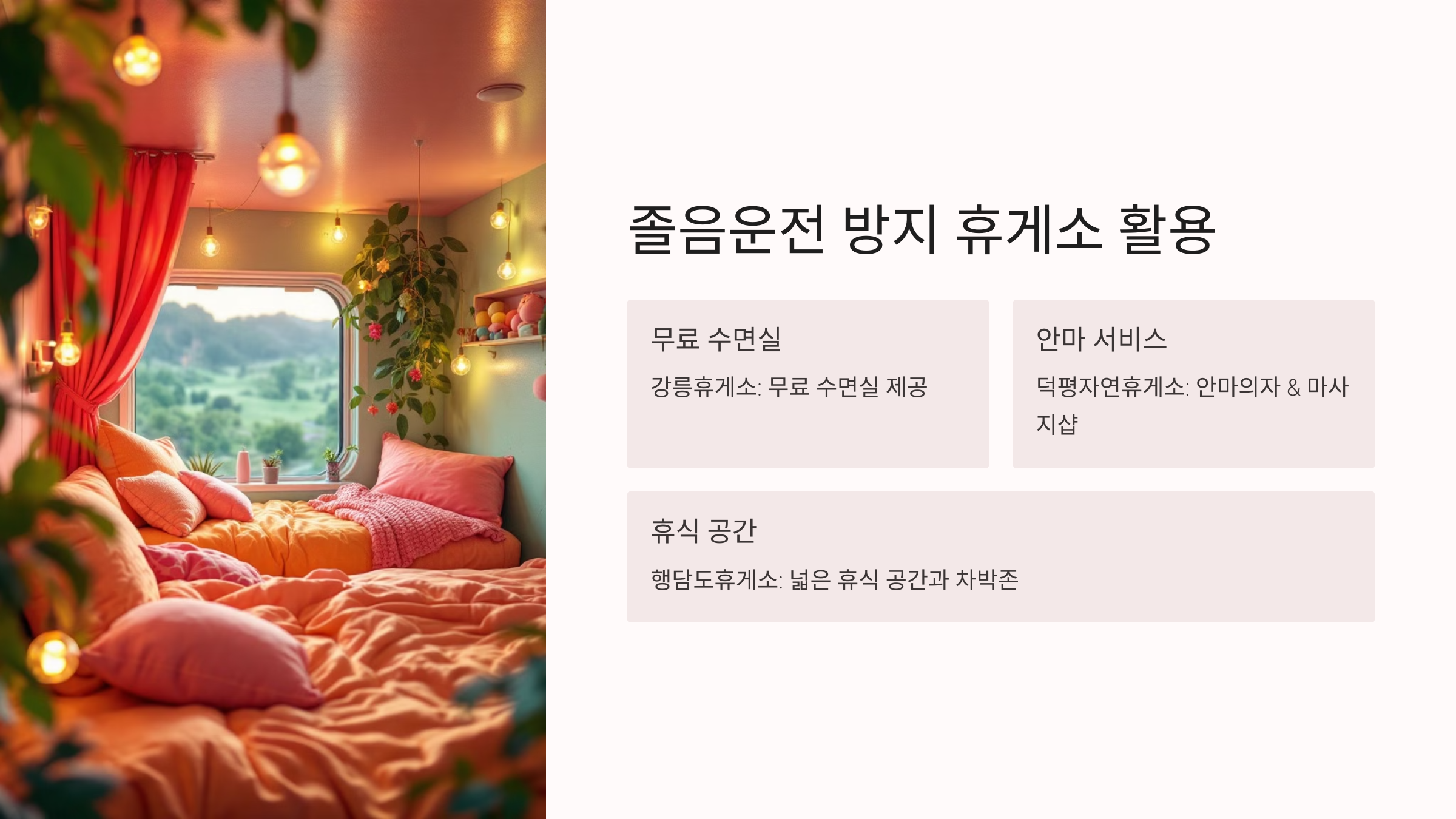 졸음운전 방지 휴게소 활용