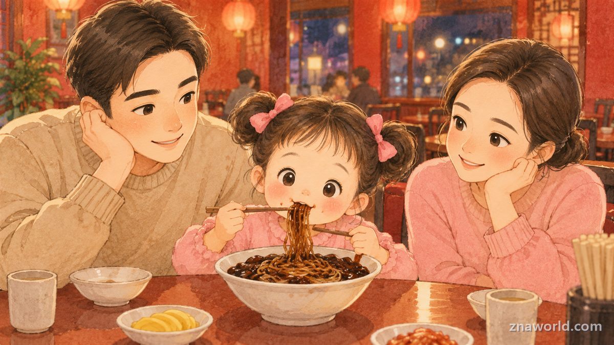 추석 연휴에 문 연 식당에서 외식하는 가족