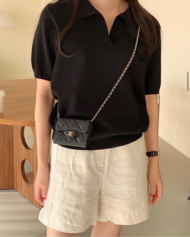 보웬 딥그레이 여름 피켓 카라 니트