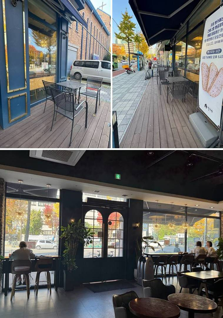 목동카페, 빵카페 외부 자리 및 창가자리