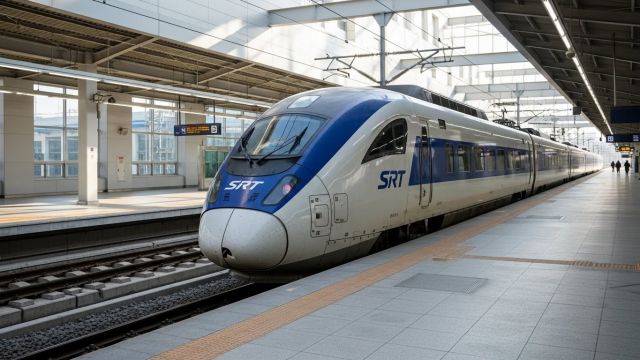 2026년 설날 SRT 예매 일정을 안내하는 수서발 고속열차 이미지
