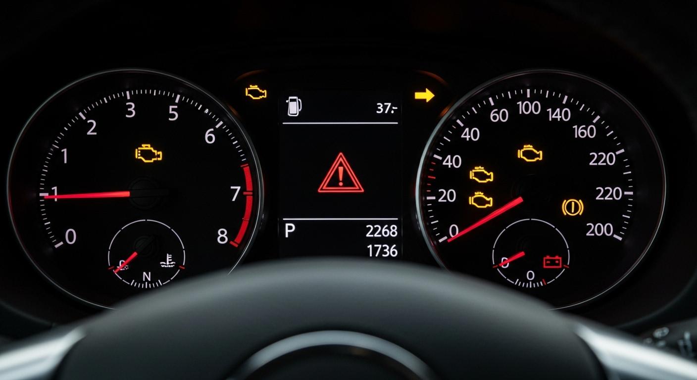 자동차 계기판 경고등 느낌표