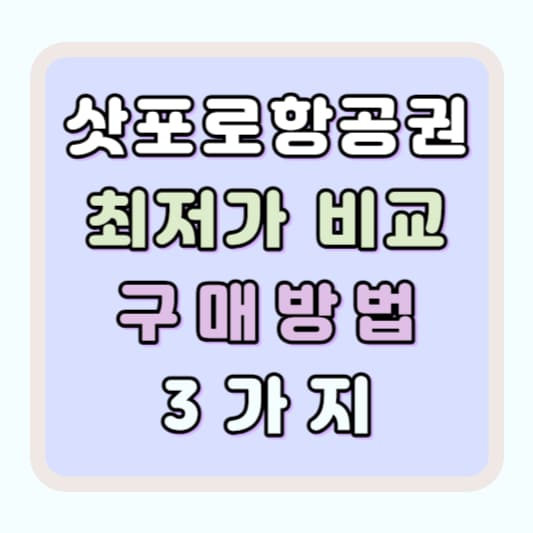 삿포로 항공권 최저가 구매 예매 방법