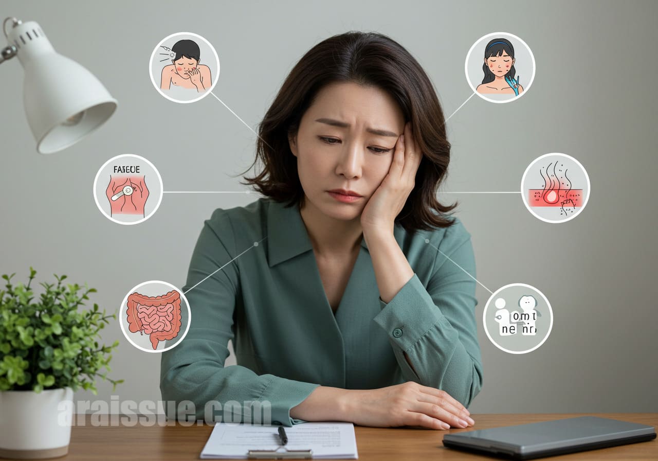 피로, 소화불량 등 대표 증상을 나타낸 이미지