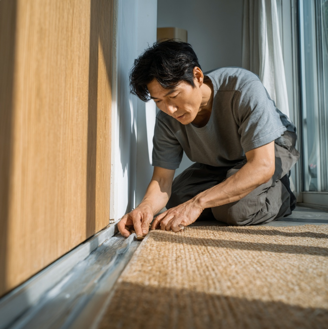 문지방을 보수하는 남자