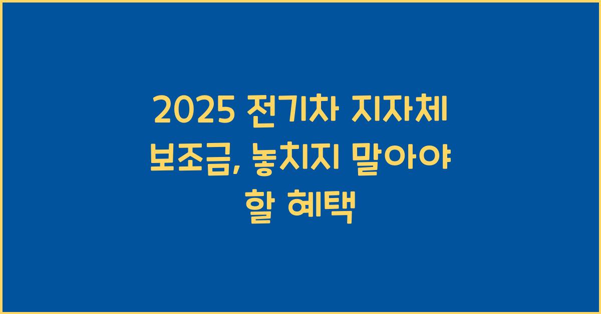 2025 전기차 지자체 보조금