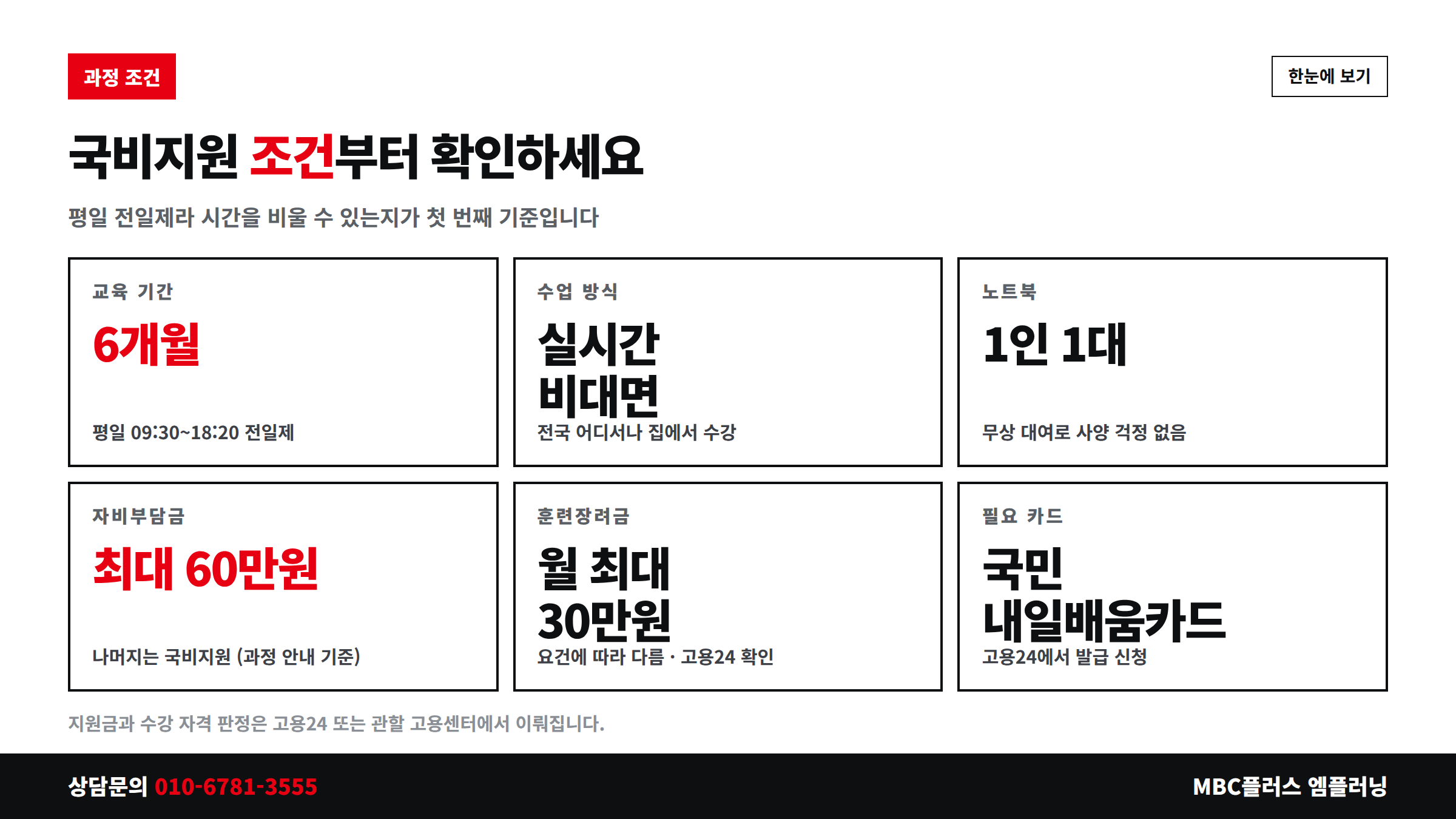 국비지원 영상제작 과정 조건, 6개월 실시간 비대면 국민내일배움카드