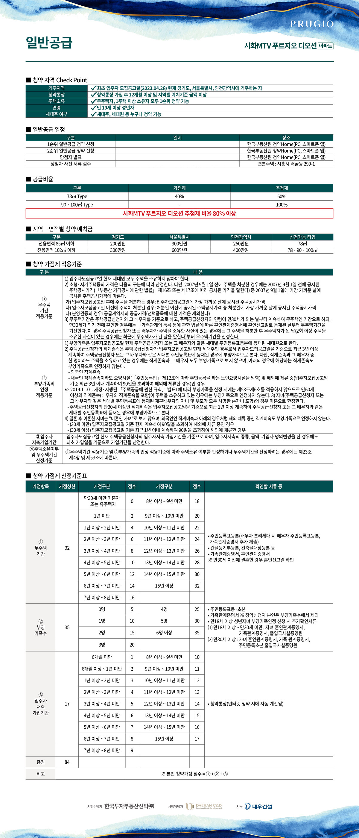 경기 시화 MTV 거북섬 푸르지오 디오션 아파트 분양 정보 안내