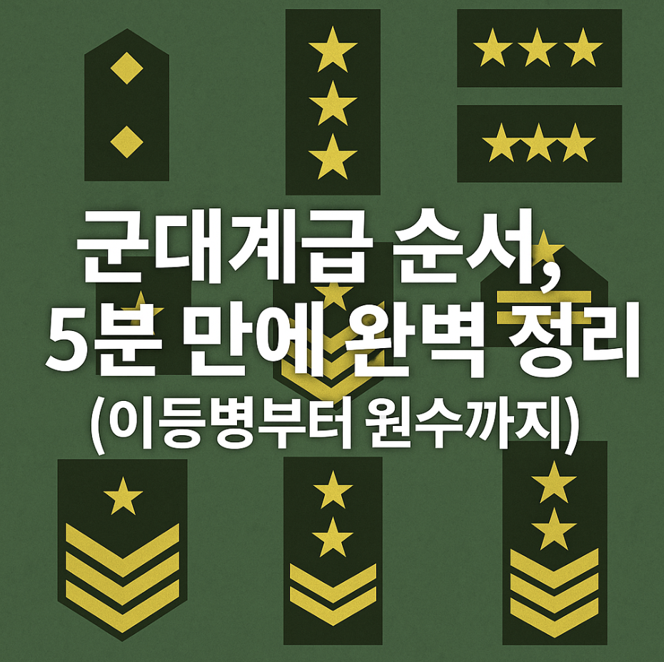 군대계급 순서, 5분 만에 완벽 정리 (이등병부터 원수까지)