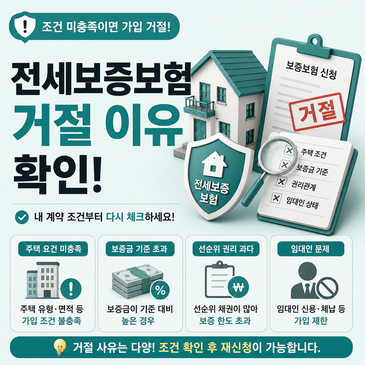 전세보증보험 가입 거절 이유와 조건 확인 안내