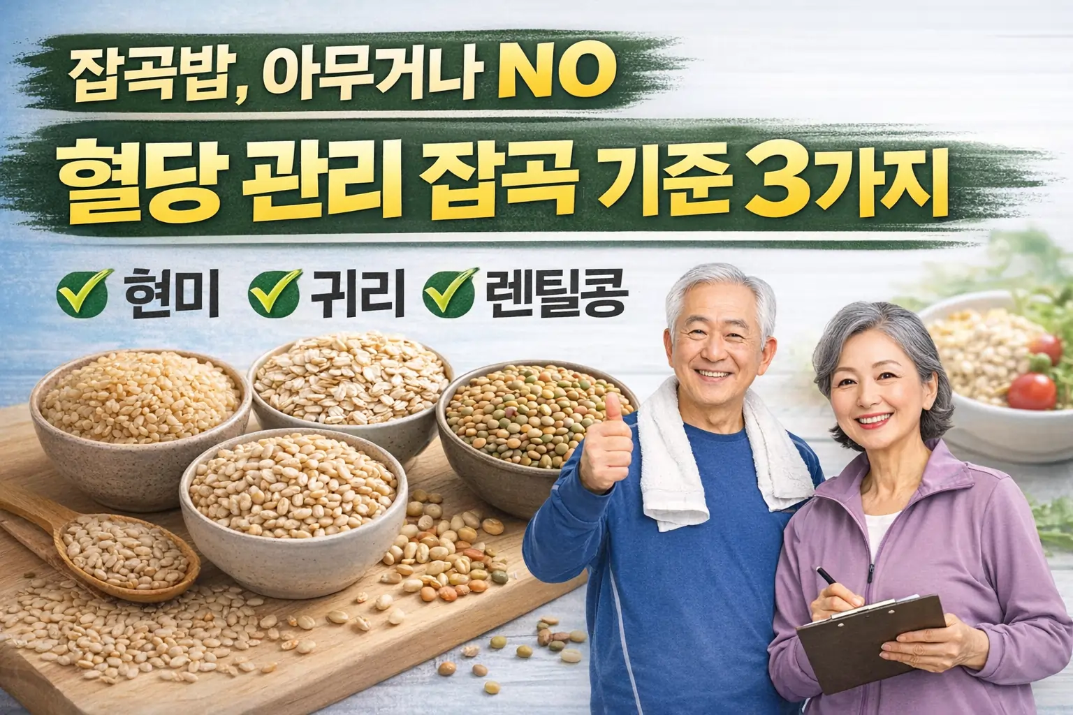 혈당 관리 잡곡 선택법 현미·귀리·보리·렌틸콩, 내 몸에 맞는 기준 3가지