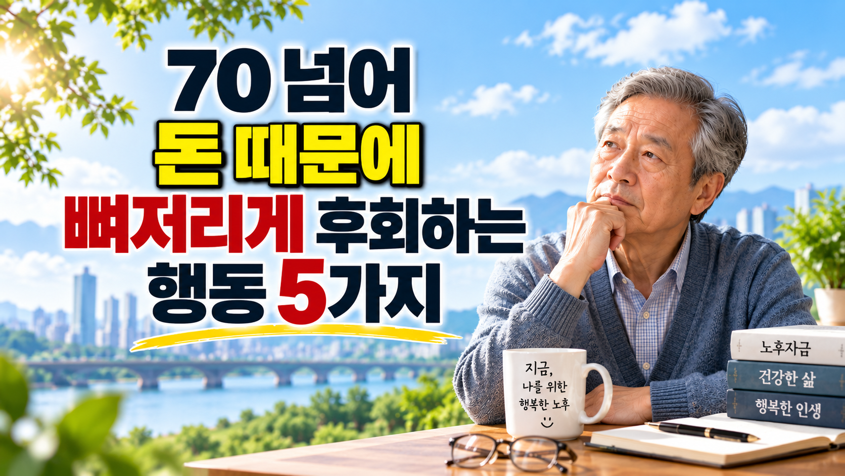 70 넘어 돈 때문에 뼈저리게 후회하는 행동 5가지를 설명하는 시니어 남성