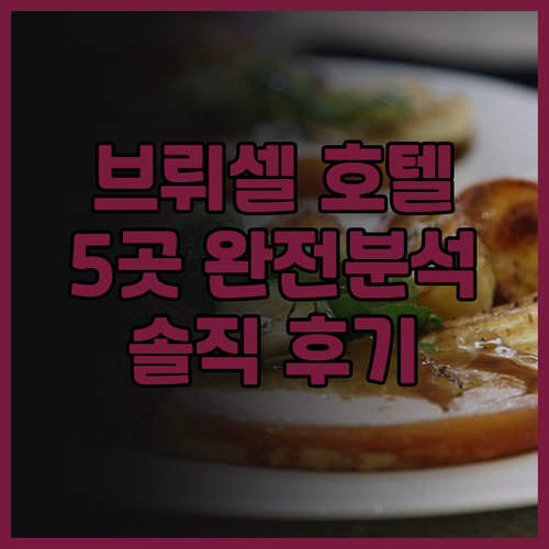 브뤼셀 호텔 어디가 좋을까? 5곳 호..