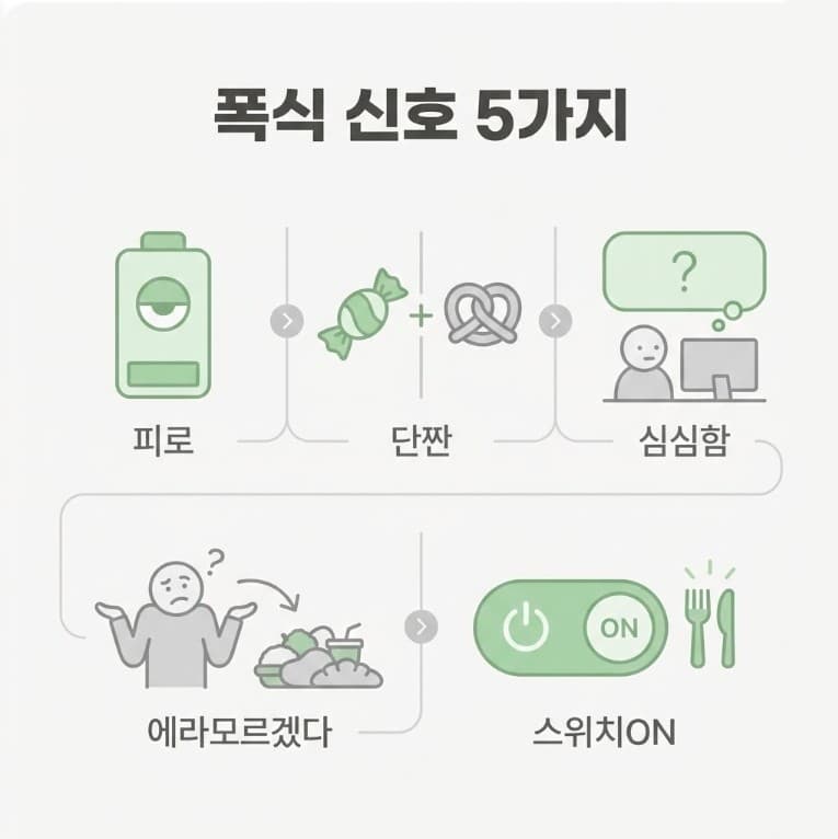 폭식 신호 5가지 인포그래픽