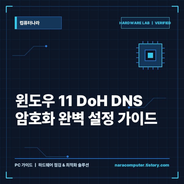 윈도우11 DoH DNS 암호화 설정 방법 및 보안 최적화 가이드 - 대
