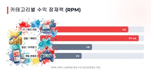 카테고리별 잠재 수익률 비교