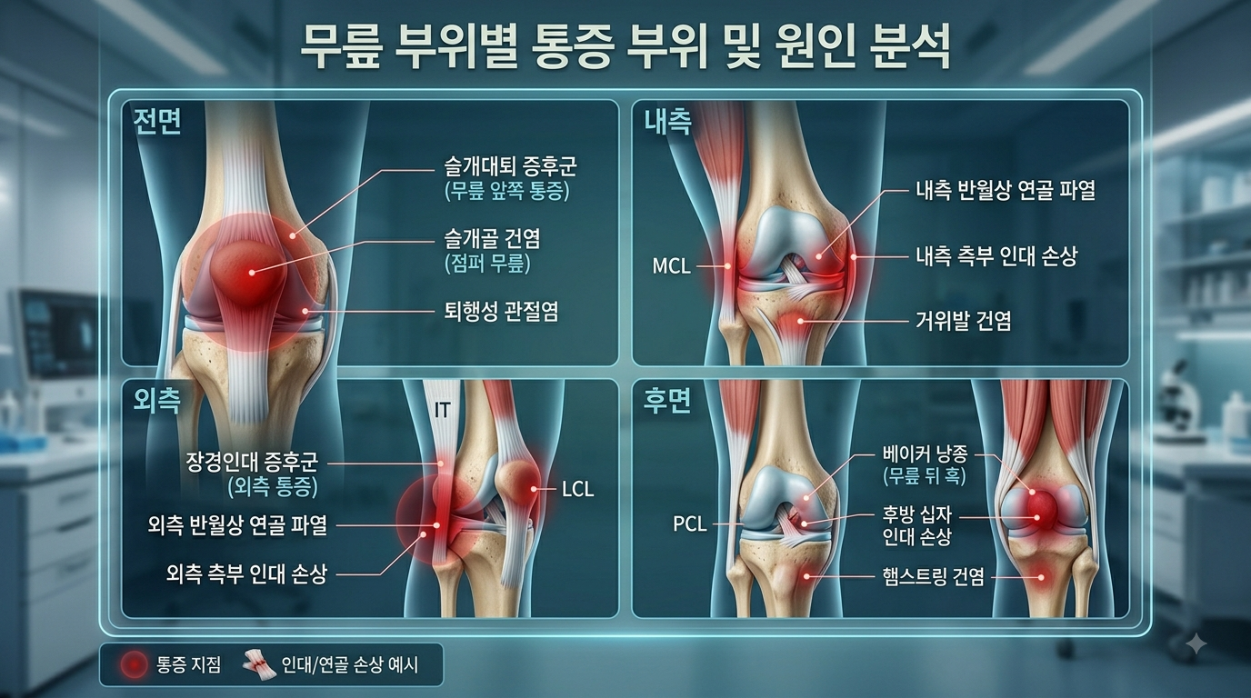 무릎 부위별 통증