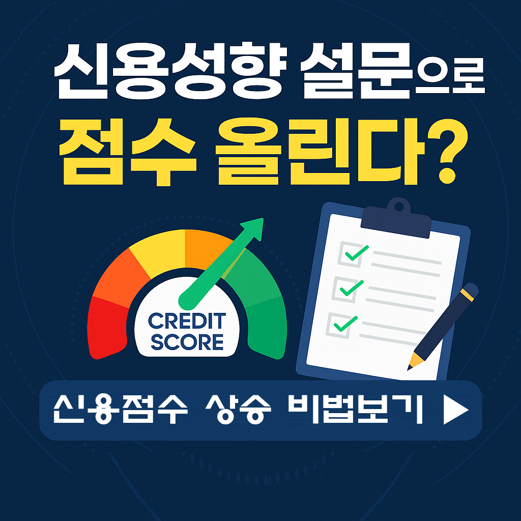 신용점수 40점 상승 가능? 신용성향 설문전 꼭 알아야 할 핵심 포인트 (2025 최신)