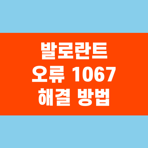 발로란트 오류 1067 해결 방법