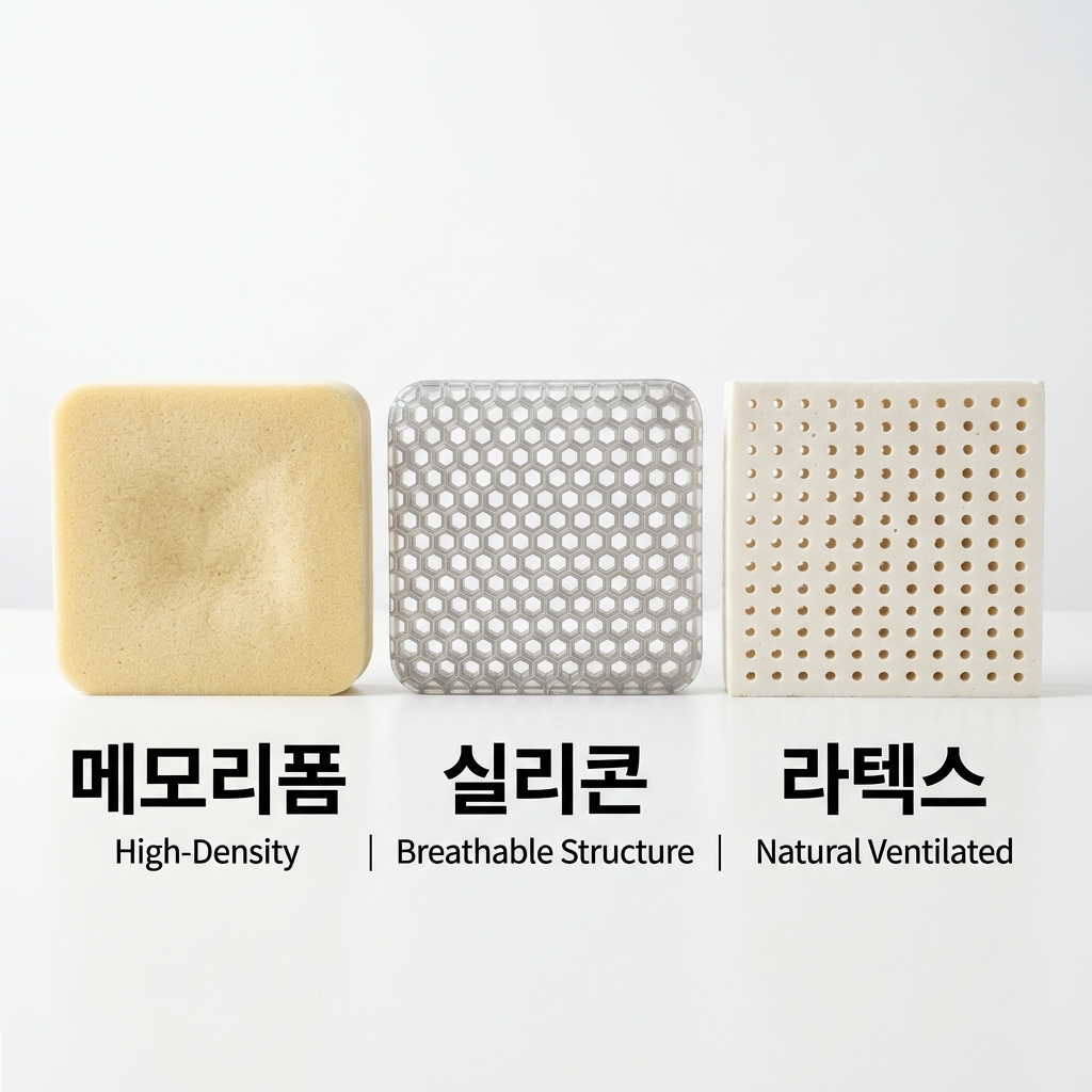 방석 고르는법 소재 비교 메모리폼 실리콘 라텍스