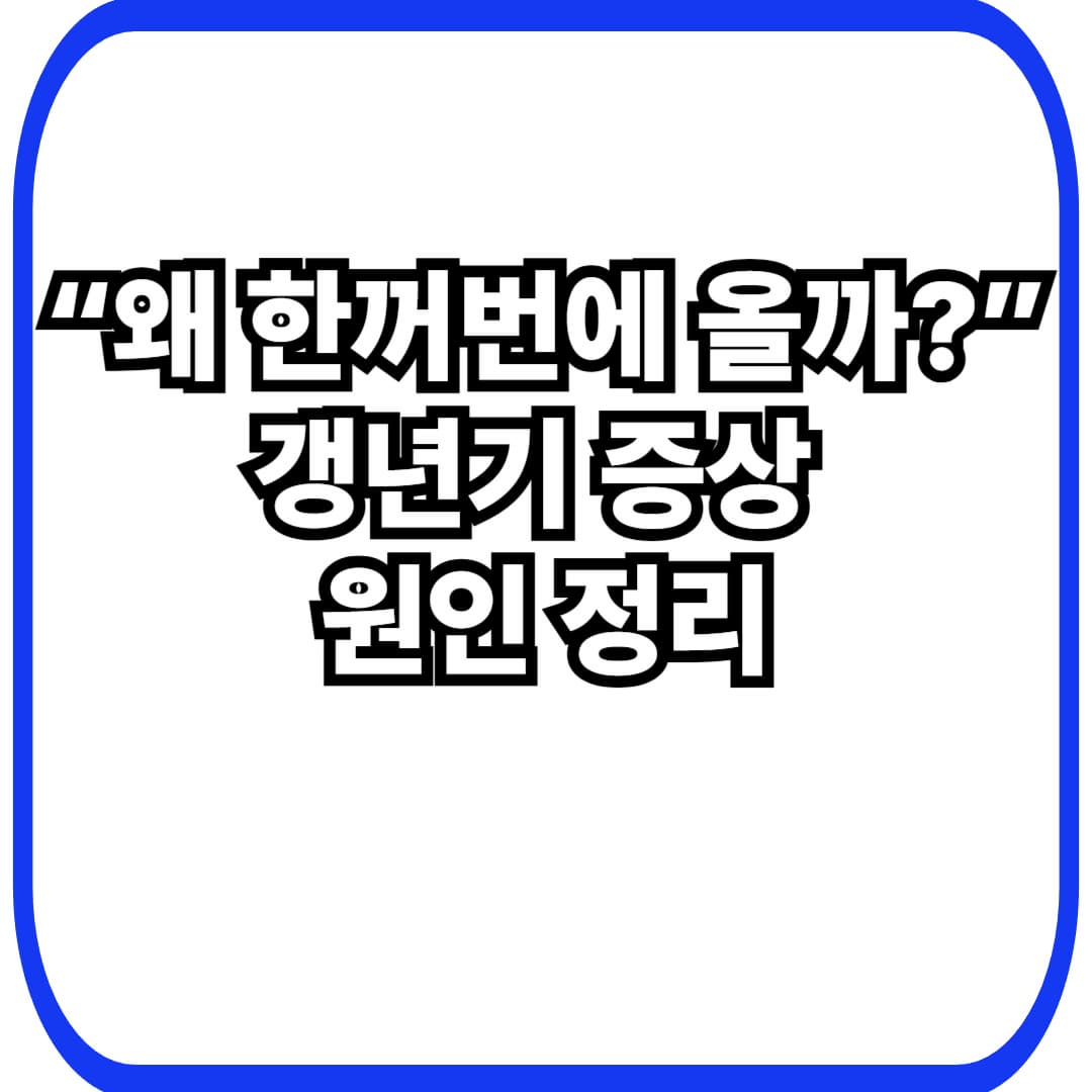 갱년기 증상 원인｜왜 열감&middot;불면&middot;감정기복이 동시에 올까요?