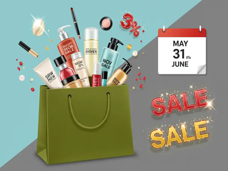 올리브영 5월 빅세일 안내 이미지. 다양한 화장품이 담긴 쇼핑백과 세일 일정이 표시됨