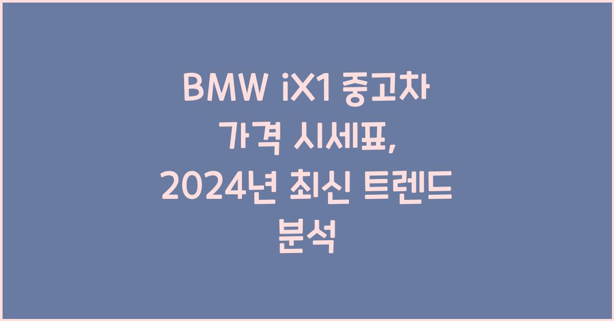 BMW iX1 중고차 가격 시세표