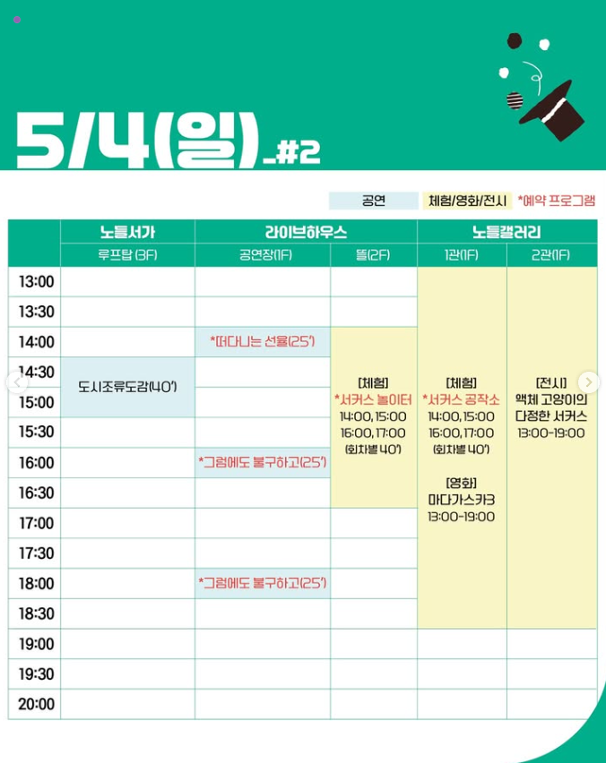 서울서커스 페스티벌 5월4일 축제 일정