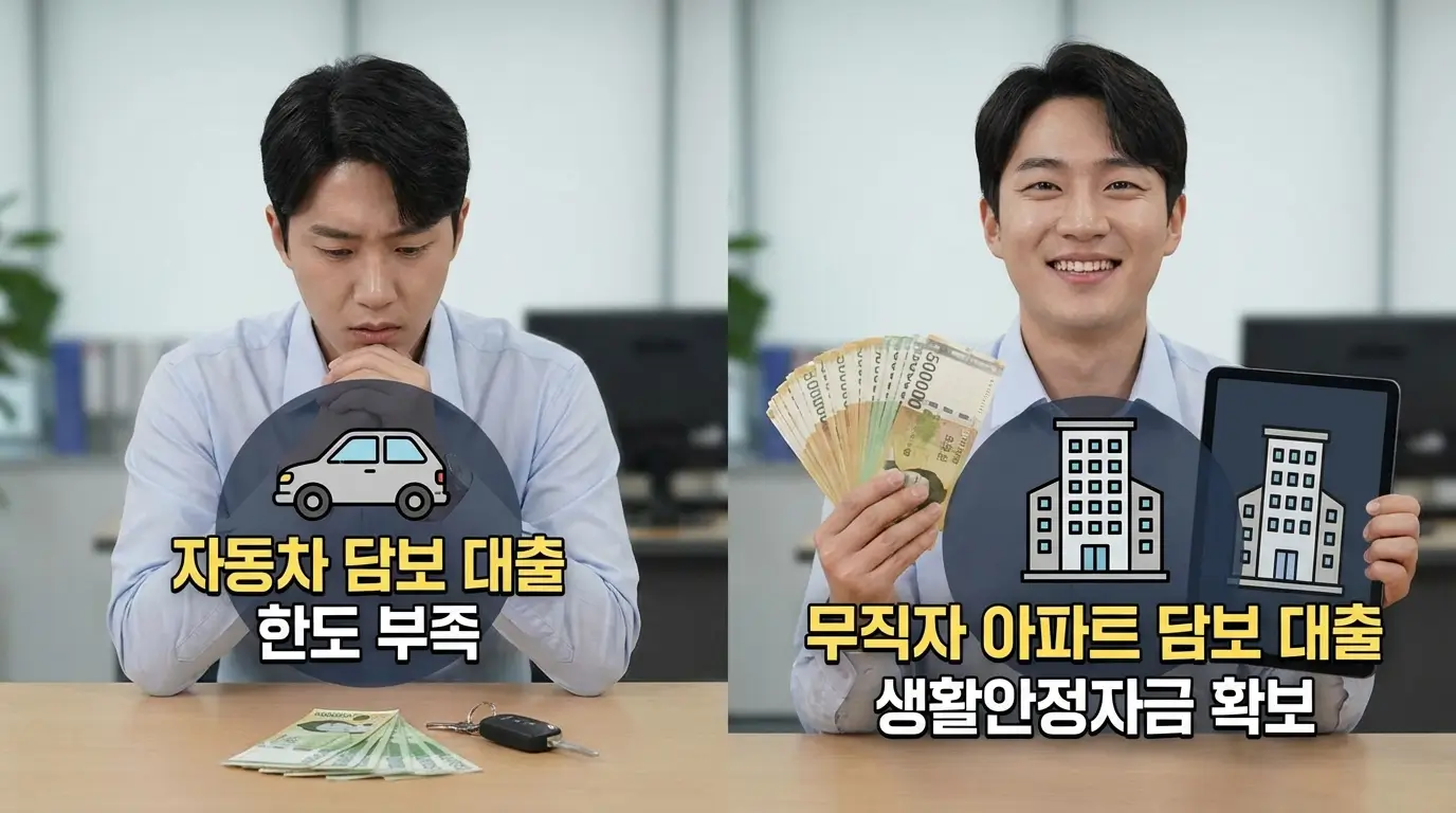 자동차 담보 대출 한도가 부족할 때 무직자 아파트 담보 대출로 선회하여 생활안정자금을 넉넉하게 확보하는 대안 전략