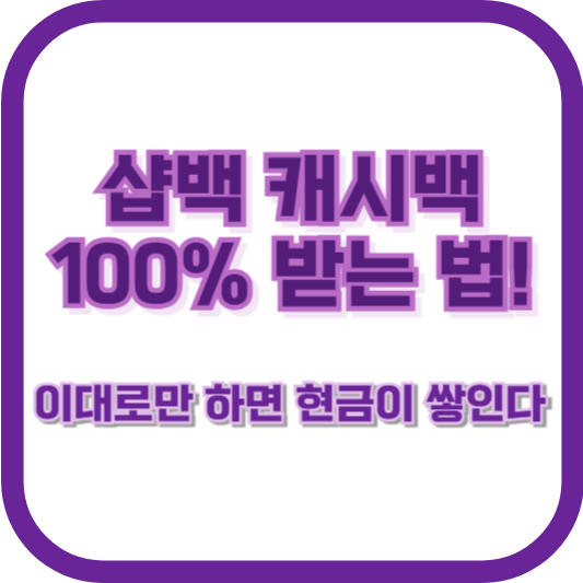 샵백 캐시백 100% 받는 법! 이대로만 하면 현금이 쌓인다