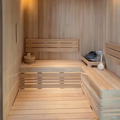 사우나실이 있어 가족들과 같이 즐길 수 있는 공간이다