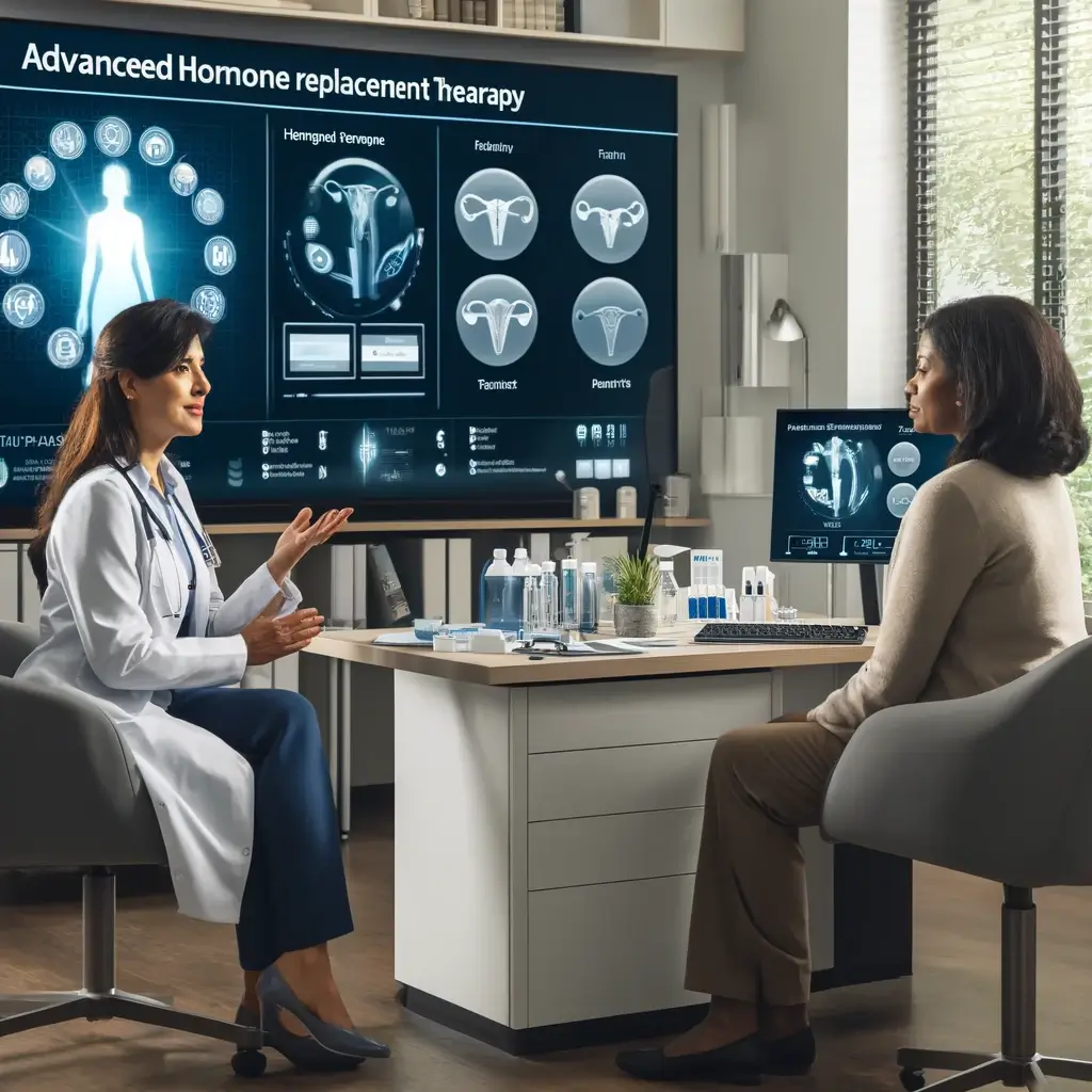 환자와 고급 호르몬 대체 요법(HRT) 옵션에 대해 논의