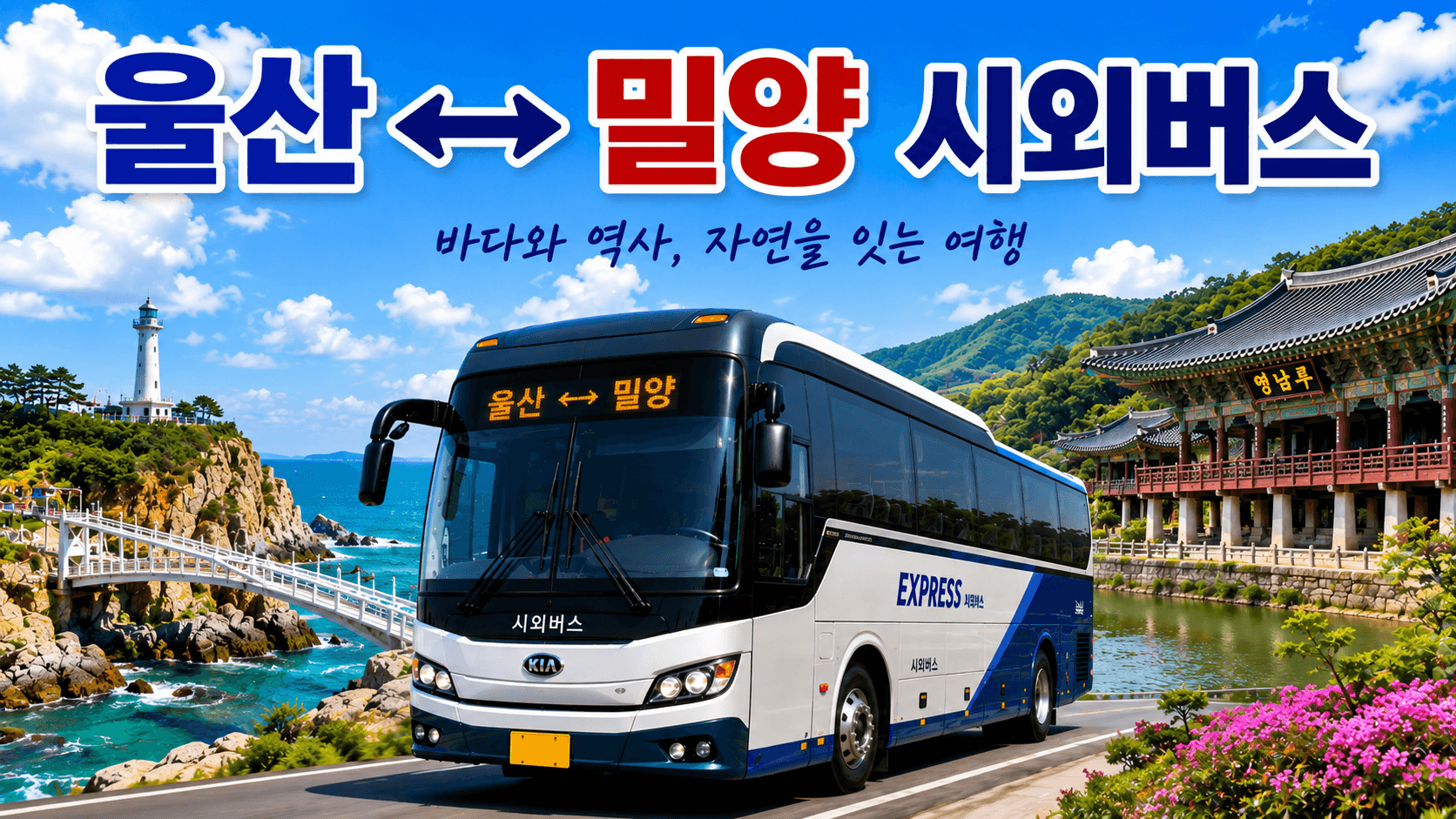 울산과 밀양을 잇는 시외버스와 영남루