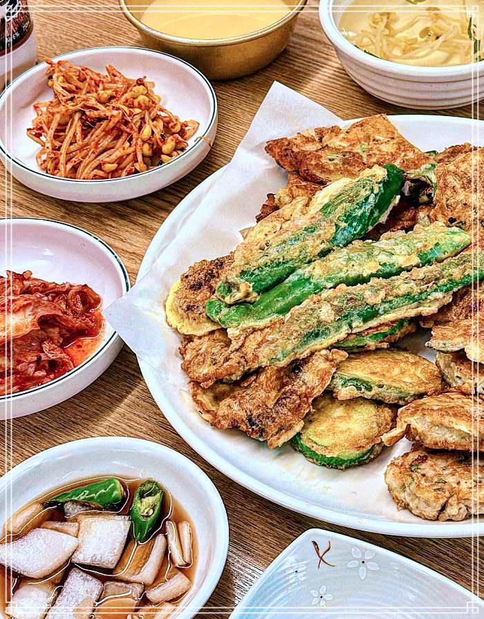 구로, 구디단 맛집 육전, 치즈 감자전, 해물 김치전, 깻잎전, 고추전