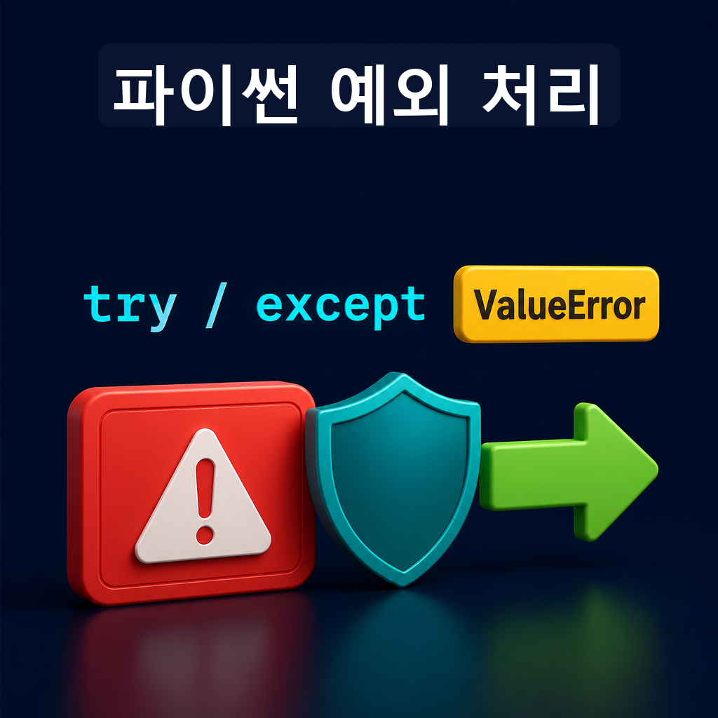 한글 제목 파이썬 예외 처리와 try except, ValueError를 보여주는 대표 이미지