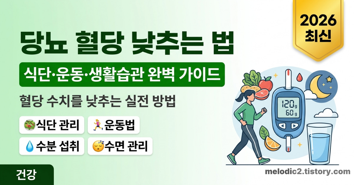 당뇨 식단 혈당 낮추는 법 생활습관 개선 2026 완벽 가이드 안내