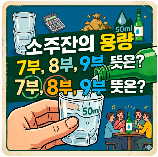 소주잔 용량 50ml 7부, 8부, 9부 뜻 정리