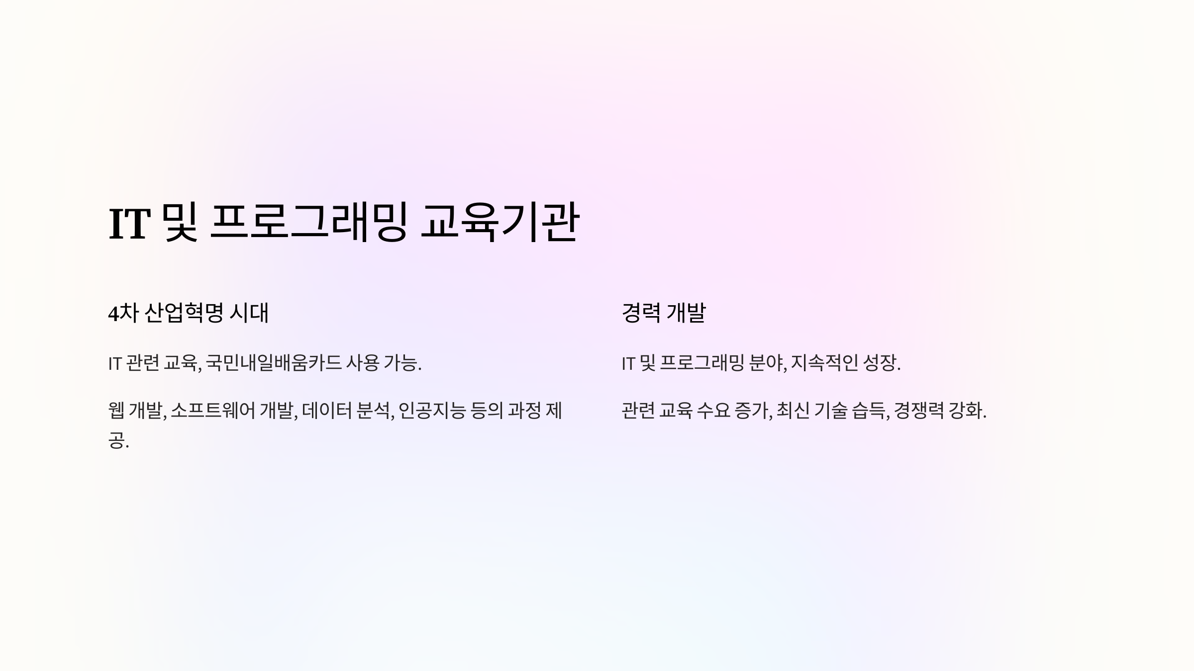 IT 및 프로그래밍 교육기관